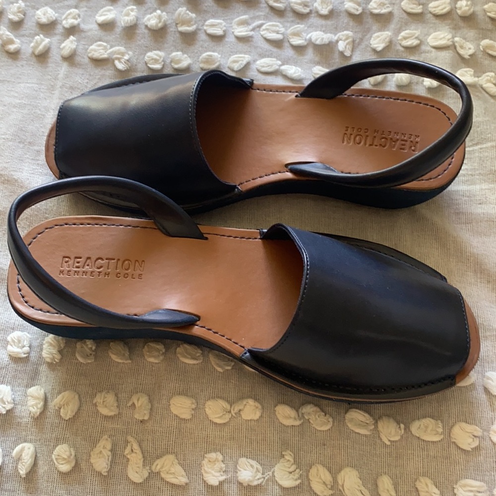 Kenneth Cole Reaction leather sling back wedges.Dark blue. Brand new never worn. - Picture 7 of 7